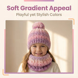 HSF Marketplace solid color fleece children's hat, scarf and gloves winter set against a neutral background