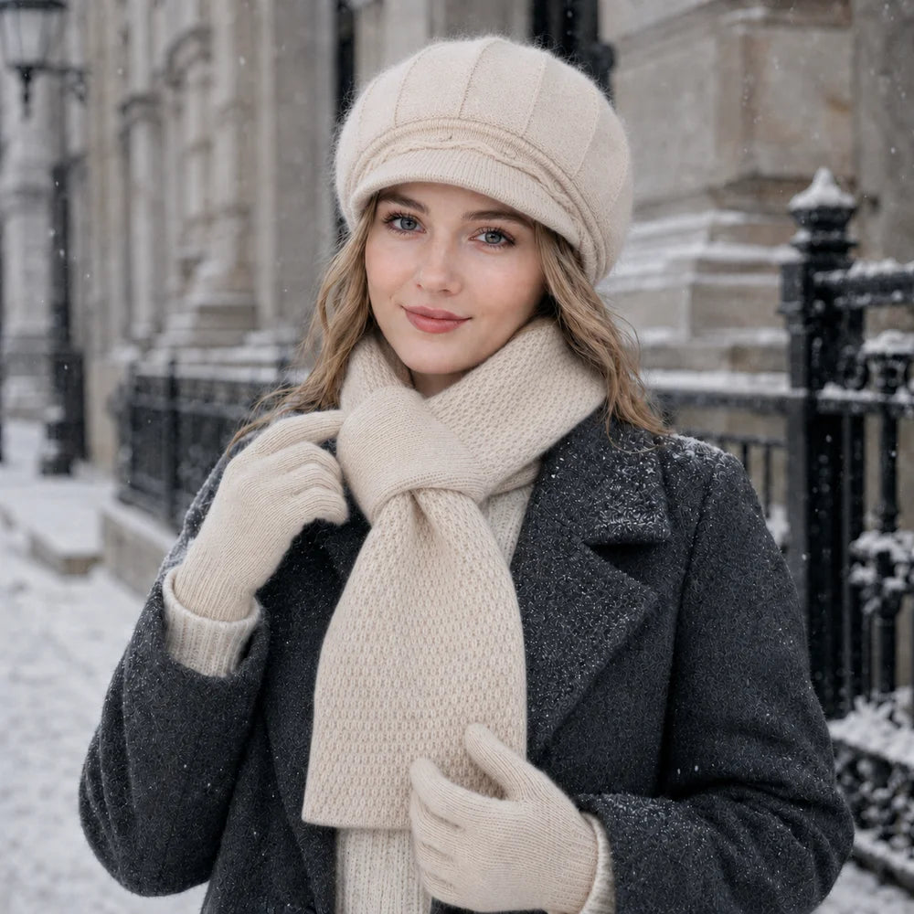 Women's 3-piece winter hat, scarf and gloves set for cold weather by HSF Marketplace