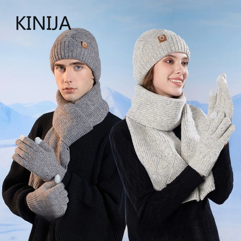 Winter knitted hat, scarf and gloves set for cold weather protection by HSF Marketplace