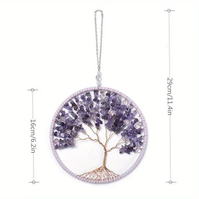 1 Pc Tree of Life Crystal Wall Pendant Natural Stones Amethyst Lapis lazuli Citrine Rose Quartz