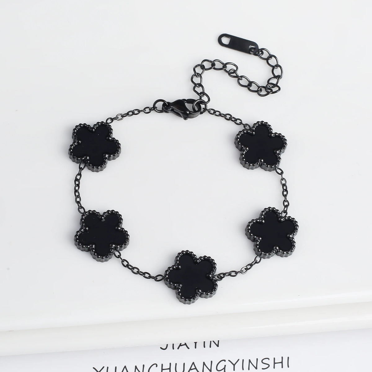 White Black Red Green Shell Five Leaf Flower Stainless Steel Ladies Bracelet Simple for Woman Party Birthday Jewelry Gift Clover