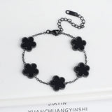 White Black Red Green Shell Five Leaf Flower Stainless Steel Ladies Bracelet Simple for Woman Party Birthday Jewelry Gift Clover
