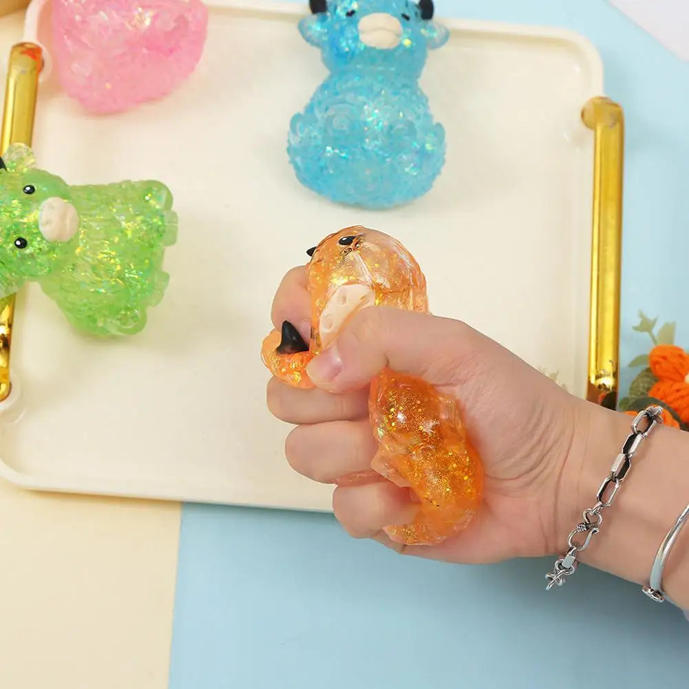 Glitter Highland Cow Squishy Toy Stress Relief Toy Anxiety Relief Fidget Toy Sensory Toy for ADHD Squeezing Stress Relief Gift