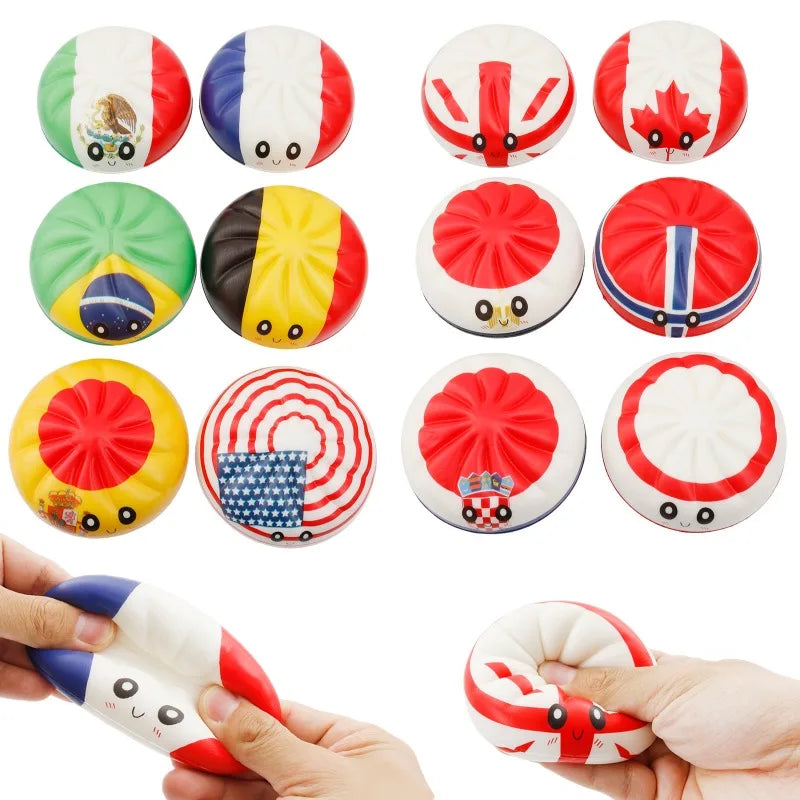 @@@@NEW Soccer Cup Event Souvenir  Styles Country Flag Squishy Toy Soft Squeeze Stress Relief Fidget Toy Football Fans Gifts