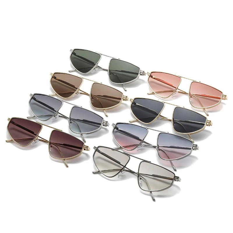 Polygon metal cat eye sunglasses for women with gradient lenses and UV400 protection, stylish fashion eyewear from SO&EI.