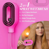 HSF Marketplace 2-in-1 spray hair brush with mist spray, anti-static detangling comb, for styling, frizz control, and scalp massage