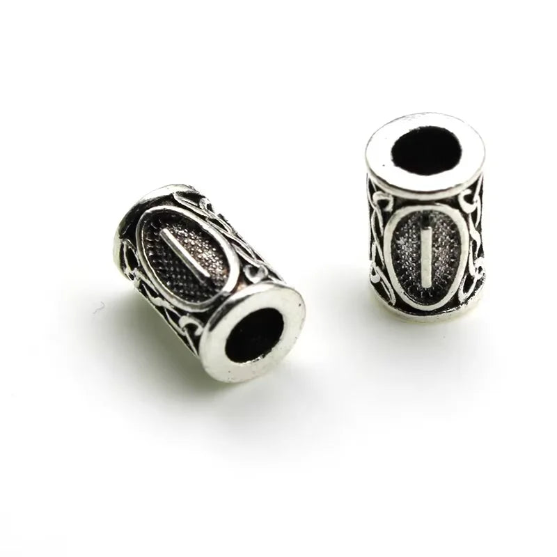 10Pcs/Lot Viking Rune Beads Alloy Tube Spacer Beads Hair Braid Beard Dreadlock Beads Knife Beads Pendant for DIY Jewelry Making