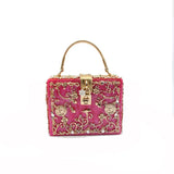 Acrylic dinner bag with engraved metal and diamond accents by HSF Marketplace