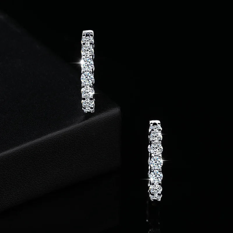 3.0 D color moissanite hoop earring in 925 sterling silver for women, wedding and party jewelry