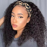 Shireen kinky curly glueless headband wig, Remy virgin human hair, Afro deep curls, 250% density