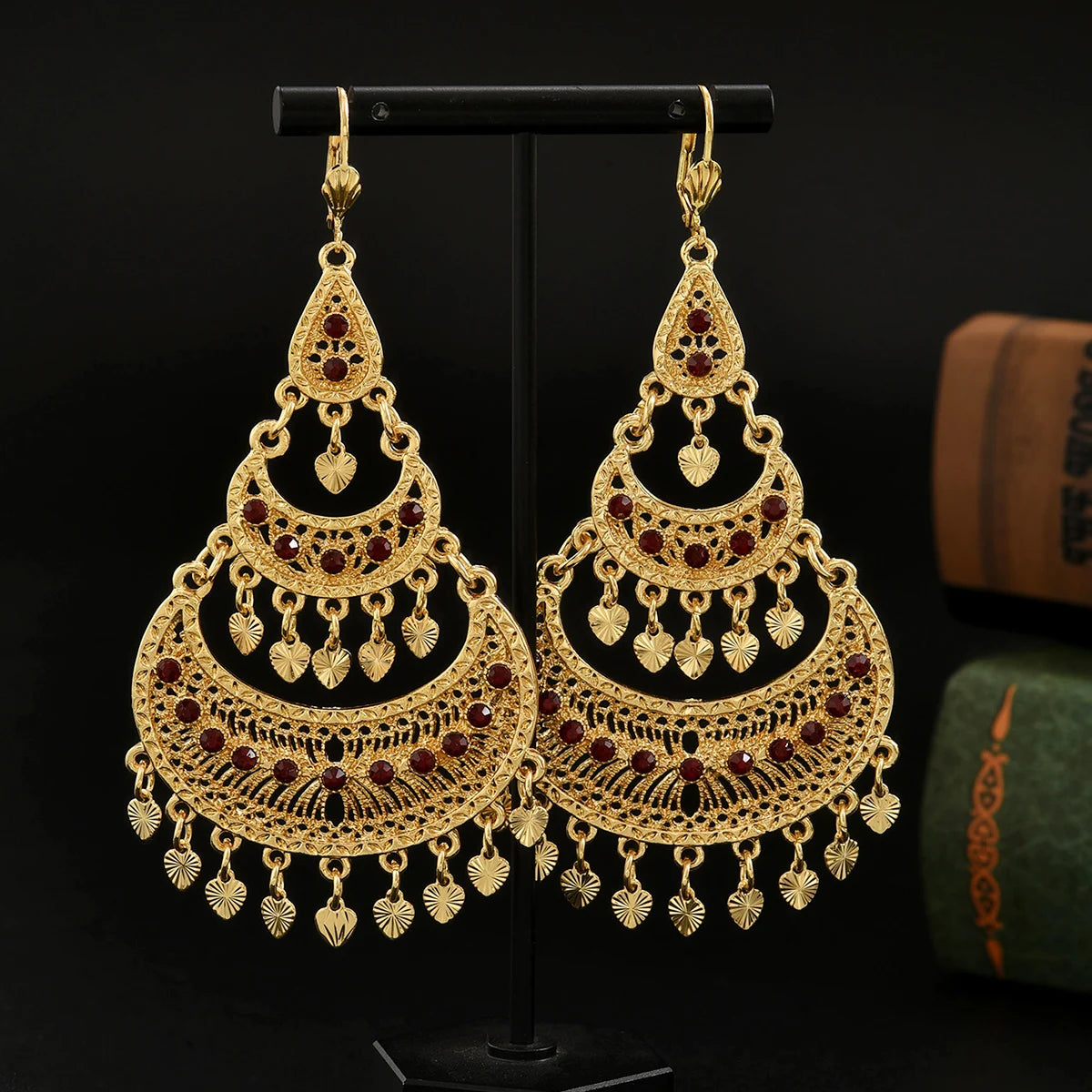 Vintage gold plated heart tassel earrings by HSF Marketplace for boho style lovers