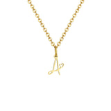 Gold plated dainty heart initial necklace for women with stainless steel A-Z letter pendant, waterproof monogram jewelry.