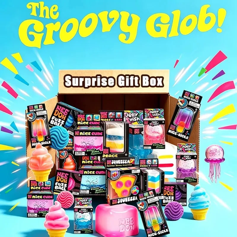 Colorful 2026 NeeDoh squishy sensory toy from HSF Marketplace, featuring a slow-rising, stress-relief fingertip squishy in a mystery blind box.