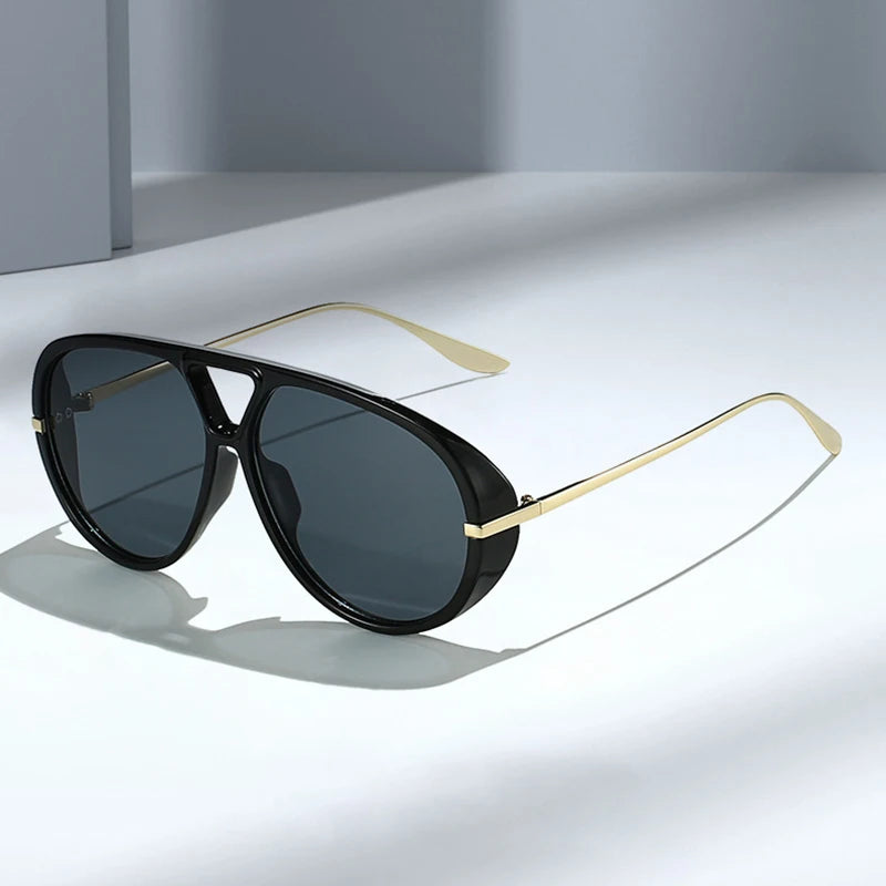 Oversized women's pilot sunglasses with double bridges, retro candy color gradient lenses, UV400 protection, stylish eyewear by HSF Marketplace.