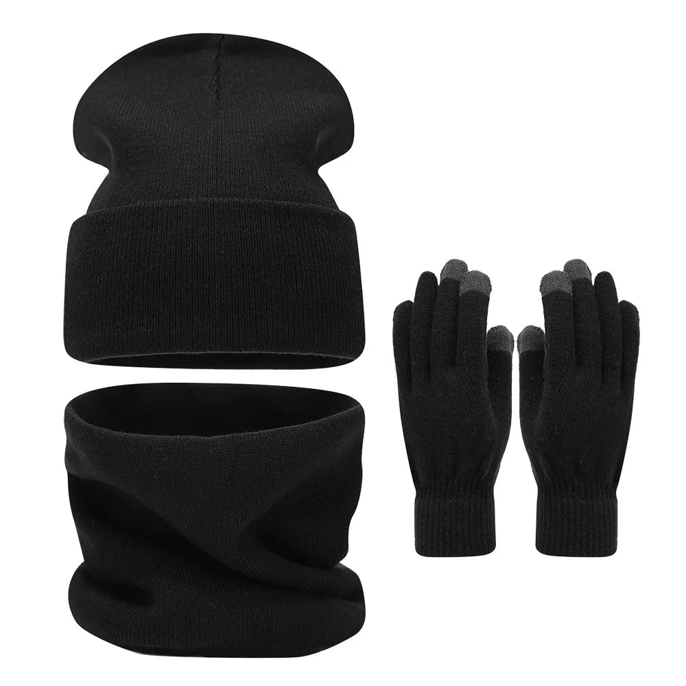 Warm knit beanie, scarf and gloves set for men and women by HSF Marketplace