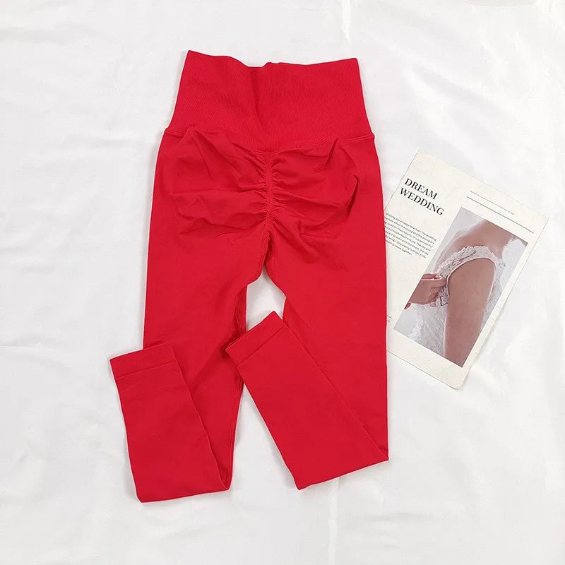 Women's high-waisted seamless leggings with peach butt-lifting design, quick-dry fabric, and slim fit by HSF Marketplace