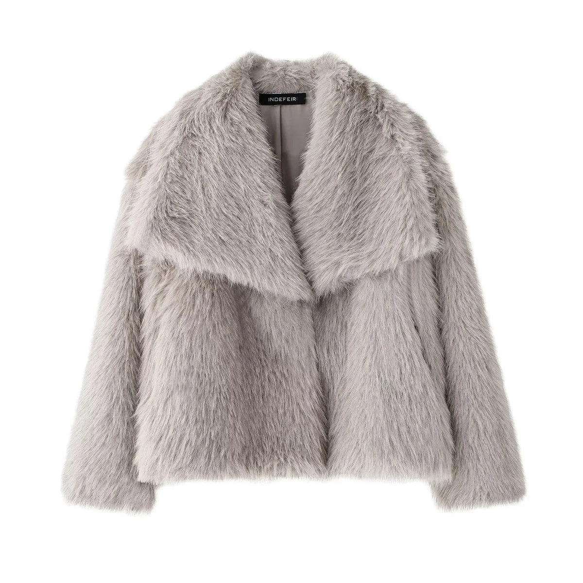 Women's brown faux fur warm jacket by HSF Marketplace for elegant casual style