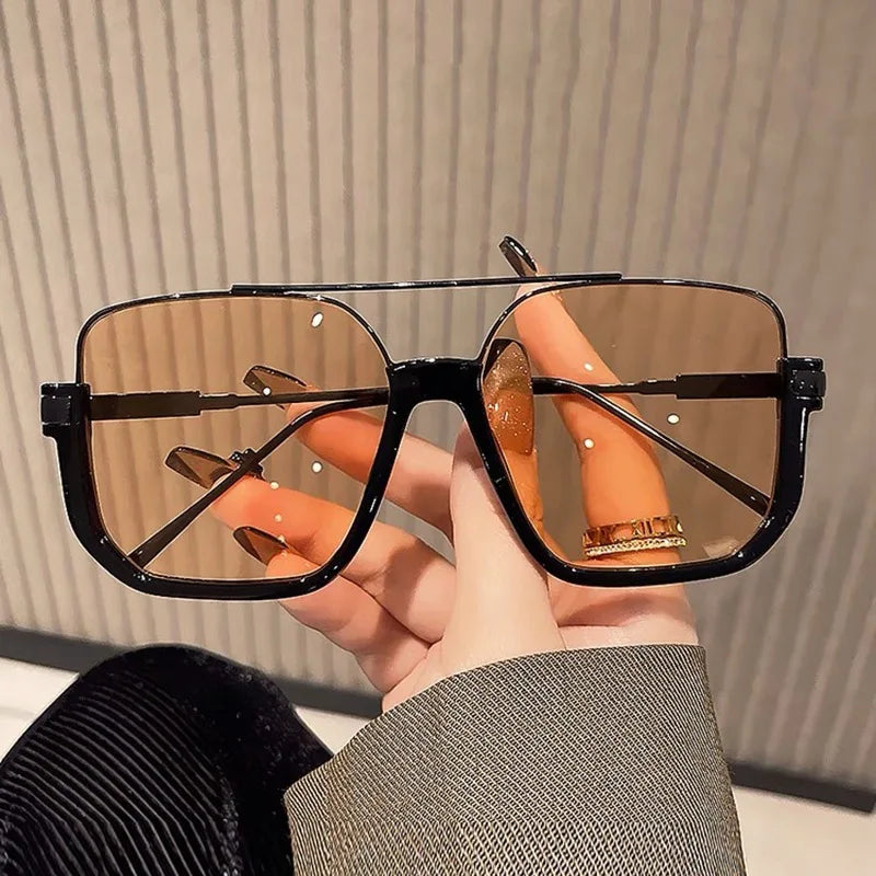 High-quality UV400 unisex sunglasses with a double beam half-frame design, stylish and versatile for men and women.