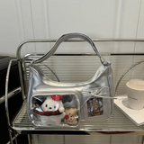 Clear Y2K Harajuku shoulder bag for women, Korean transparent crossbody purse with preppy style and Japanese designer details.
