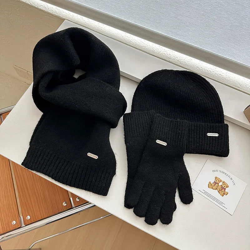 Wool knitted hat, scarf and gloves set by HSF Marketplace for warm winter wear