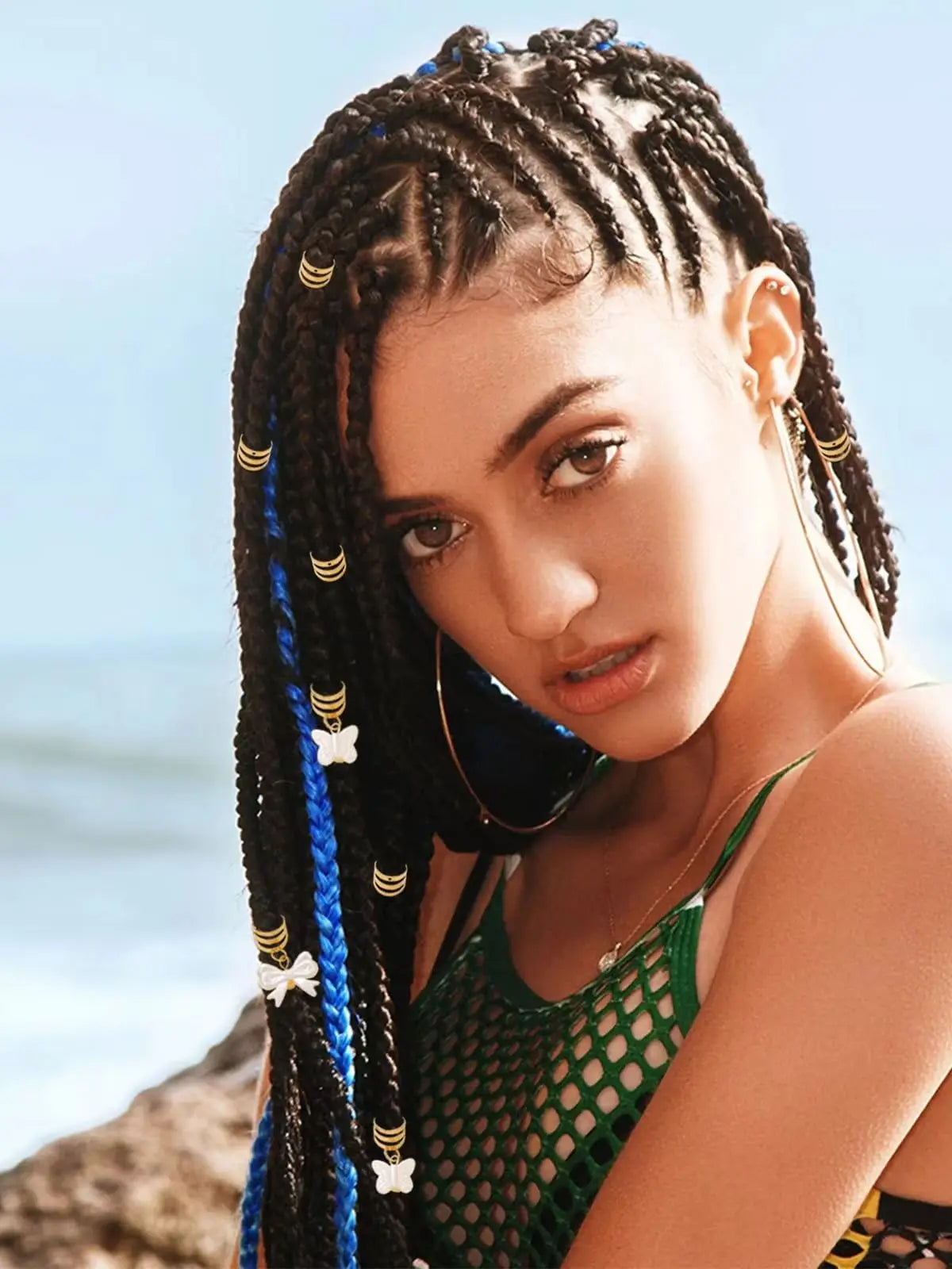 Colorful braiding wooden hair beads, 60-piece set for stylish hair styling.