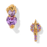 Movie villain stud earrings in gold color with cubic zirconia for women and girls