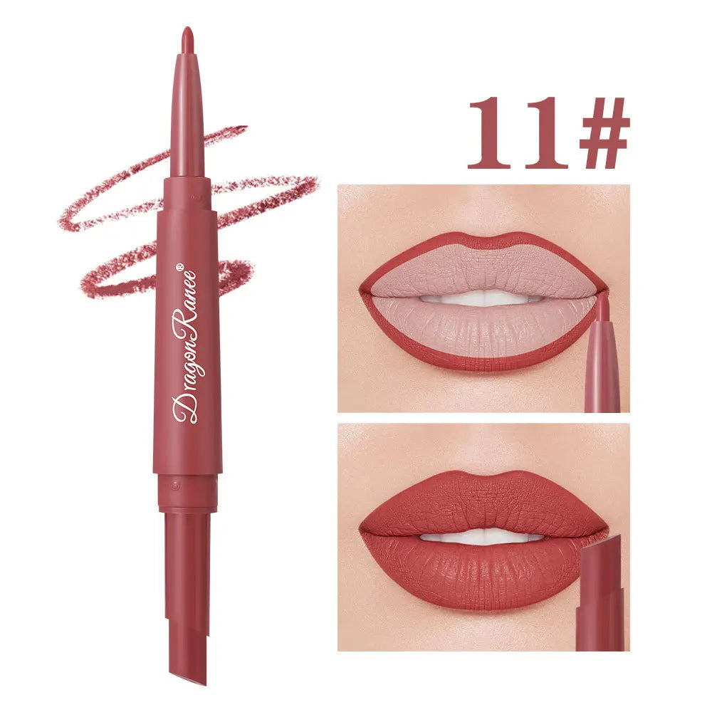 Double-ended nude matte lip liner and rose red lipstick from HSF Marketplace, waterproof, moisturizing, and long-lasting makeup.
