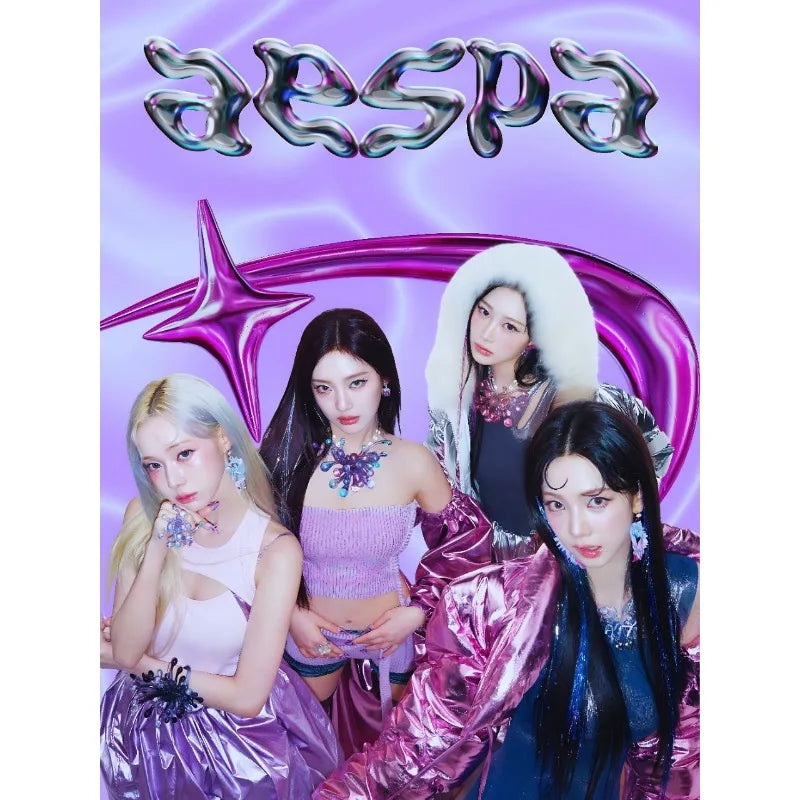 Aespa Whiplash aesthetic HD canvas poster featuring K-pop-inspired wall art