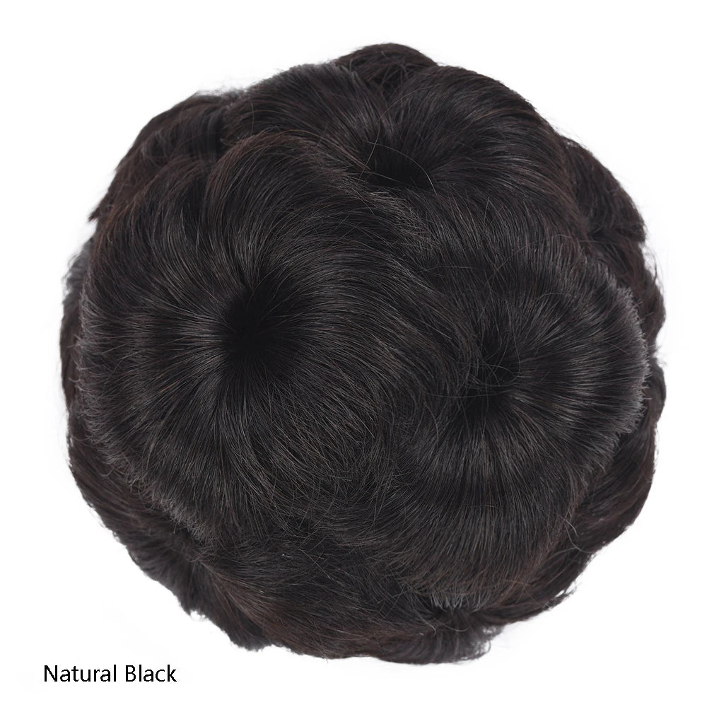 Black embellished human hair claw ponytail extension updo bun wig for women