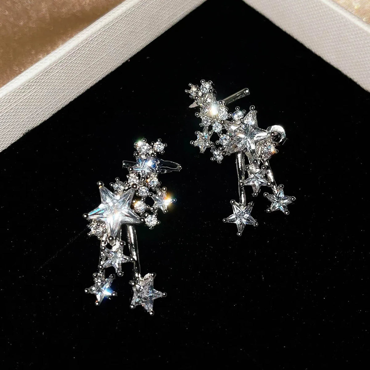 Shiny Star 925 silver needle earrings with AAA zircon for women, HSF Marketplace jewelry