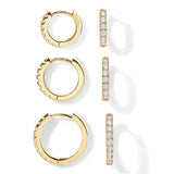 Gold plated zirconia huggie hoop earrings for women and girls, HSF Marketplace jewelry pair