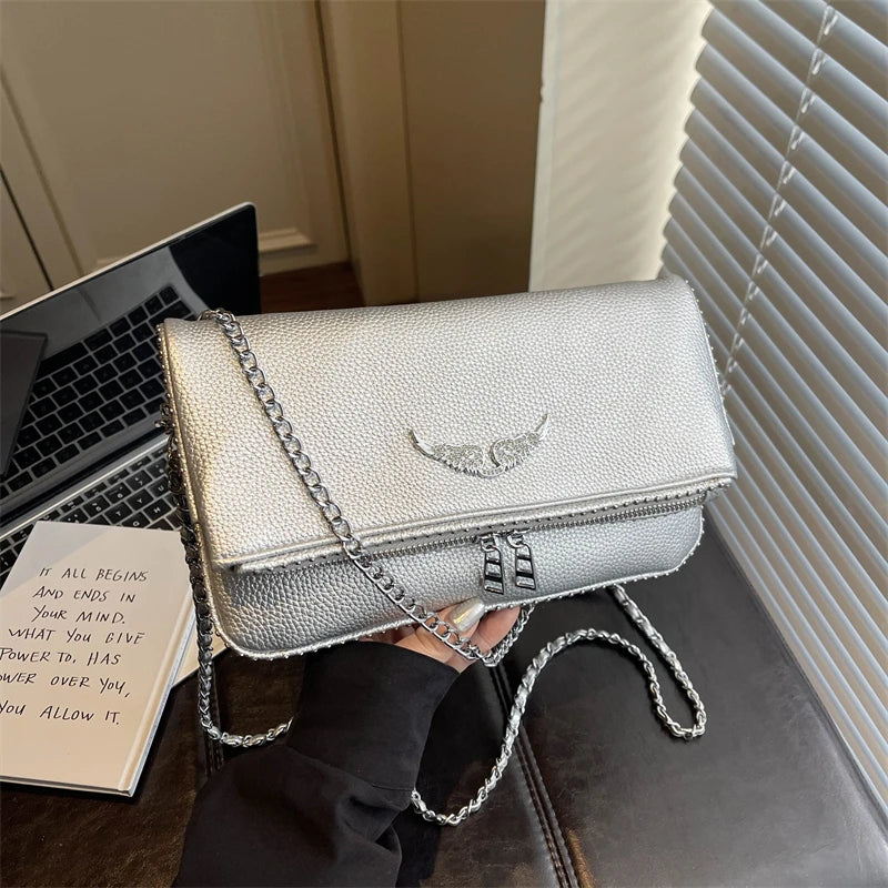 Small square women’s crossbody bag with retro chain design by HSF Marketplace