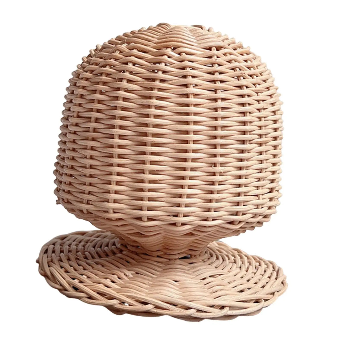 Tabletop Rattan Hat Rack for Hats Wigs Storage Display Stand Freestanding Durable Organizer for Home Office Restaurant Decor