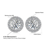 Moissanite halo stud earrings in 925 sterling silver for women by HSF Marketplace