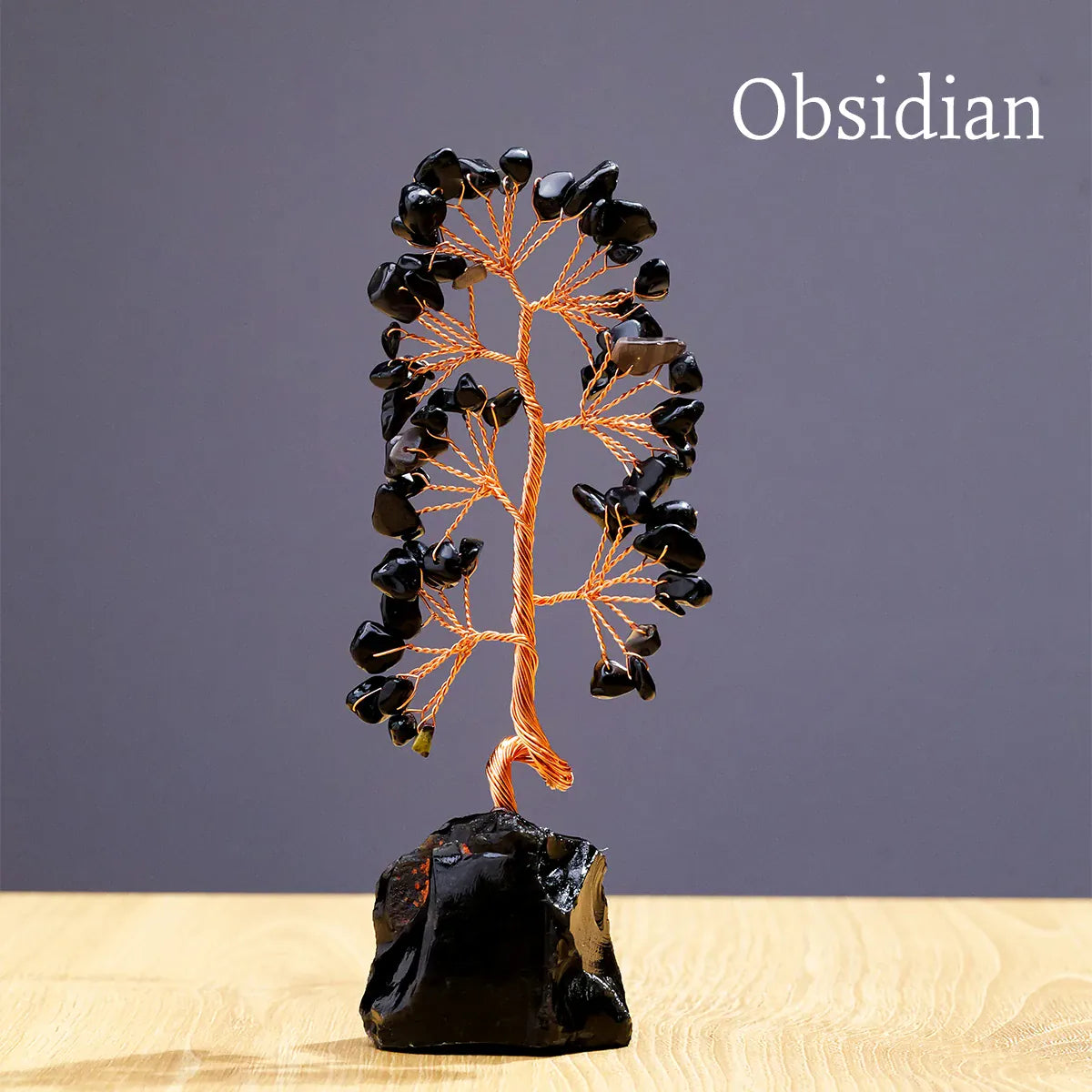 1 Piece Natural Gemstone Crystal Lucky Tree Decoration with Raw Stone Base – for Home, Office Desk & Living Room