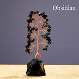 1 Piece Natural Gemstone Crystal Lucky Tree Decoration with Raw Stone Base – for Home, Office Desk & Living Room