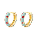 Flower cloisonné hoop earrings for women in a colorful bohemian floral design by HSF Marketplace