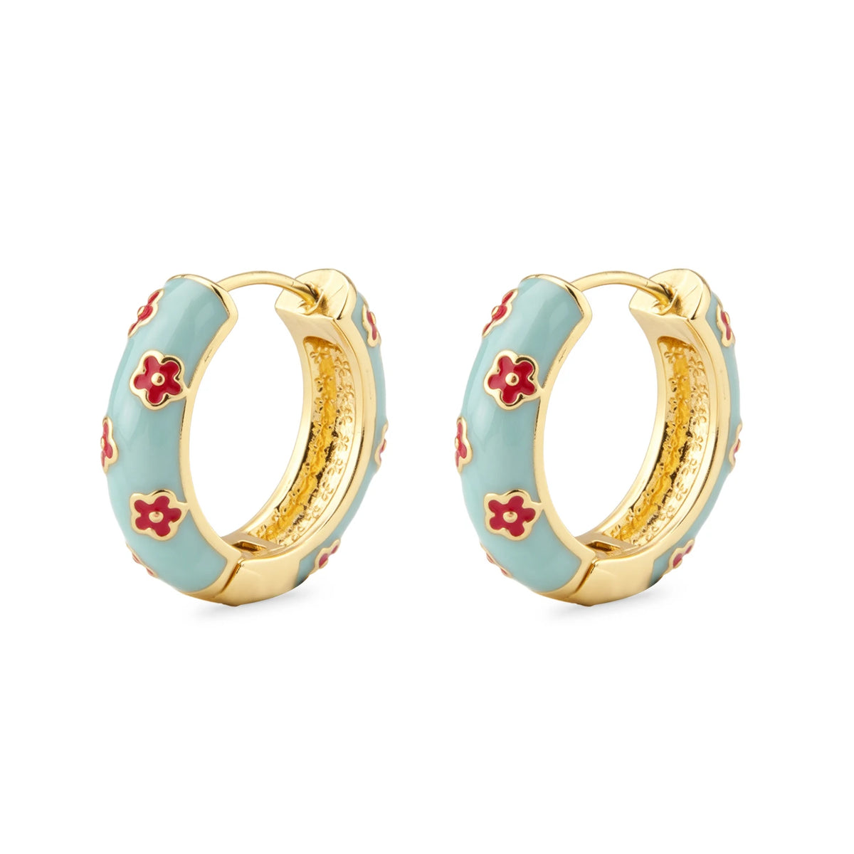 Flower cloisonné hoop earrings for women in a colorful bohemian floral design by HSF Marketplace
