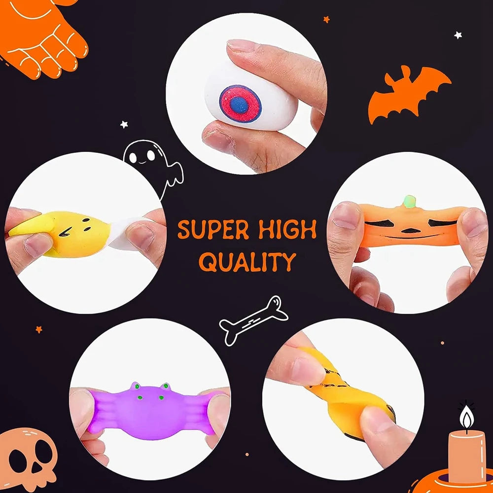 Halloween Mini Mochi Squishy Toys – Cute Spooky Characters, Stress Relief Sensory Fidget Toys