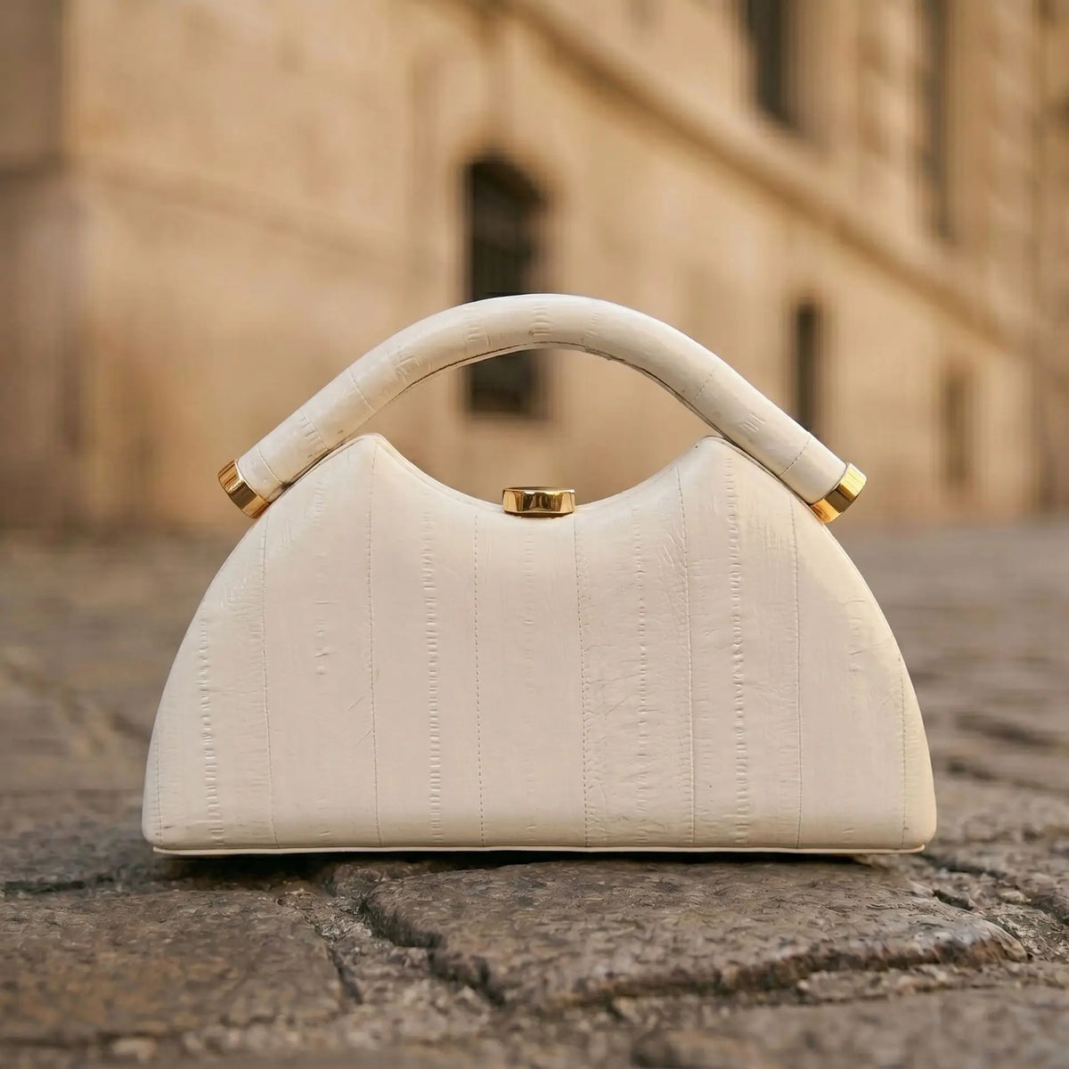 Half moon evening handbag for women, fashion PU leather box clutch bag for wedding or party occasions.