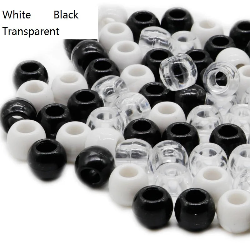 50pcs/Lot 12MM Transparent Resin Hair Beads 6mm Big Hole Dreadlock Beads For Braid Hair Cuff Accessories Metal Ring For Hair