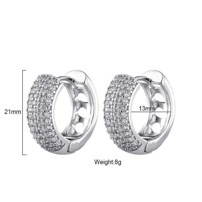 Elegant zirconia round huggie hoop earrings for women by HSF Marketplace, close-up view