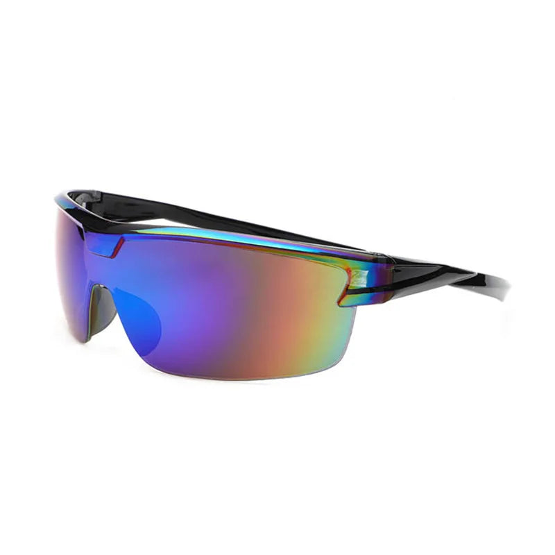 Y2K rimless sunglasses for women with snake-ray metal legs, gradient lenses, wrap-around punk style, luxury eyewear.