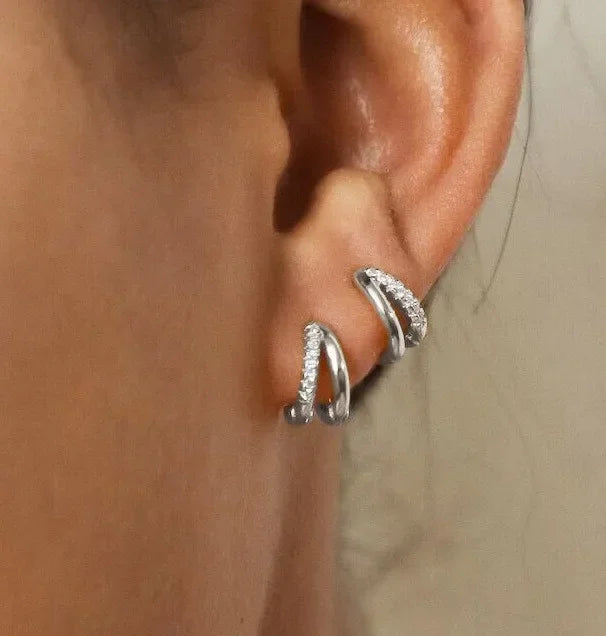 8-piece set of trendy crystal huggie hoop earrings for women by HSF Marketplace