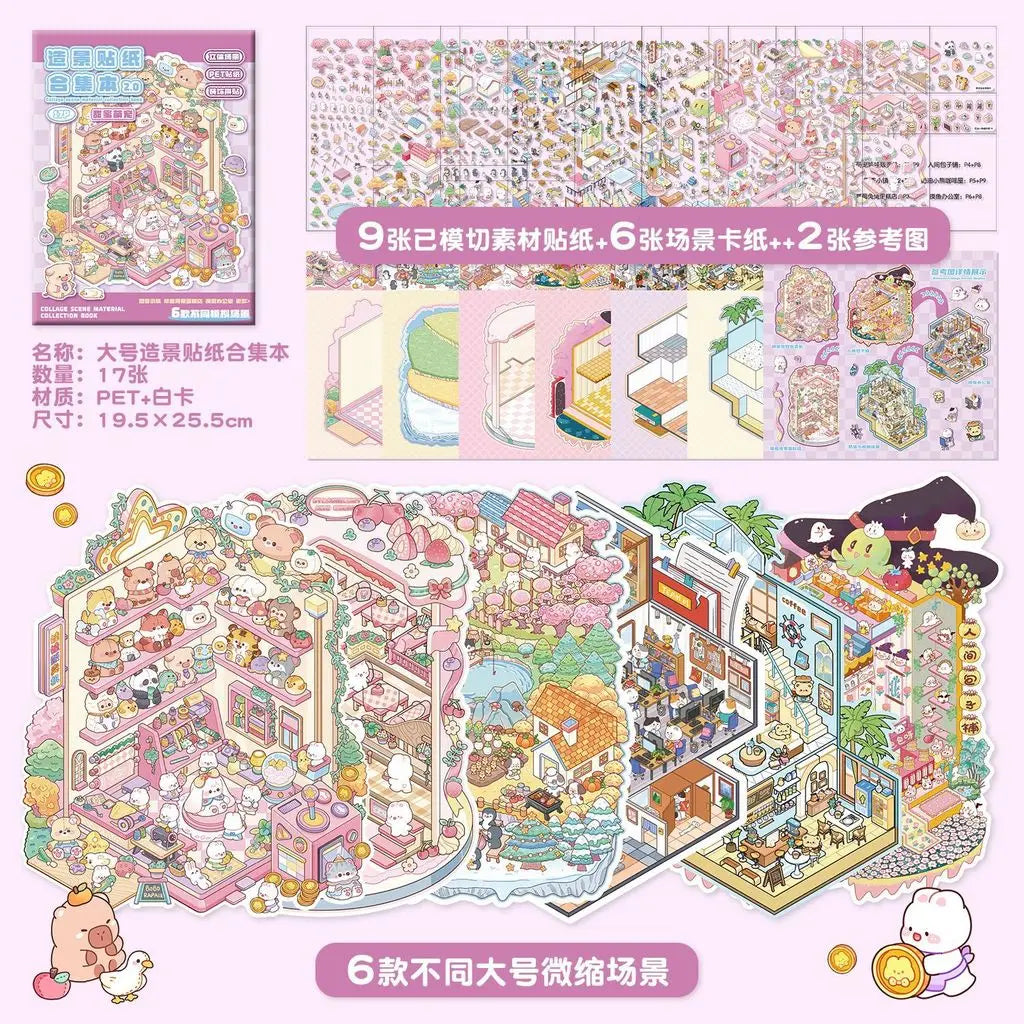 3D miniature house scene sticker book for creative kids by HSF Marketplace