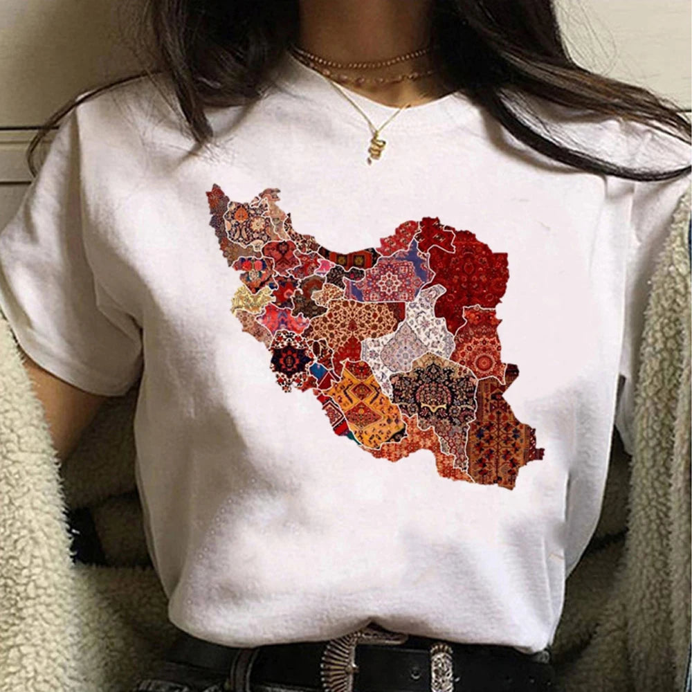 Women's funny Iran T-shirt in casual Harajuku style by HSF Marketplace