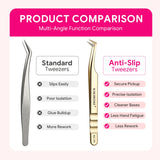 HSF Marketplace KIKIROSE stainless steel lash applicator tweezers for false eyelash extension clusters, salon makeup tool