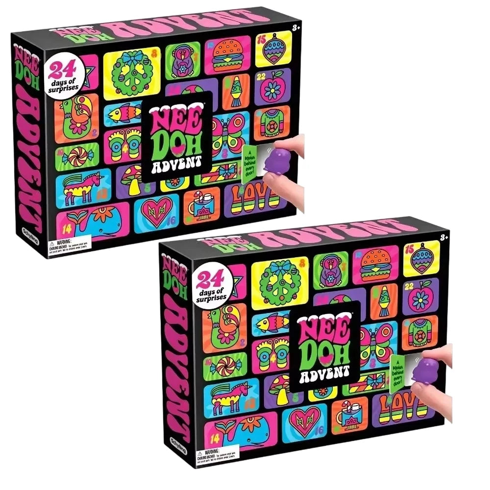 NeeDoh Advent Calendar 2026 with 24 sensory fidget toys in colorful countdown compartments