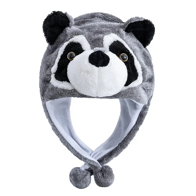 Women's plush 3D animal style winter hat, funny decorative couple cap by HSF Marketplace