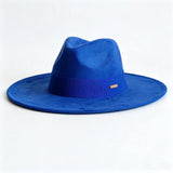 Women's suede wide brim fedora hat by HSF Marketplace, classic felt design for autumn and winter outfits